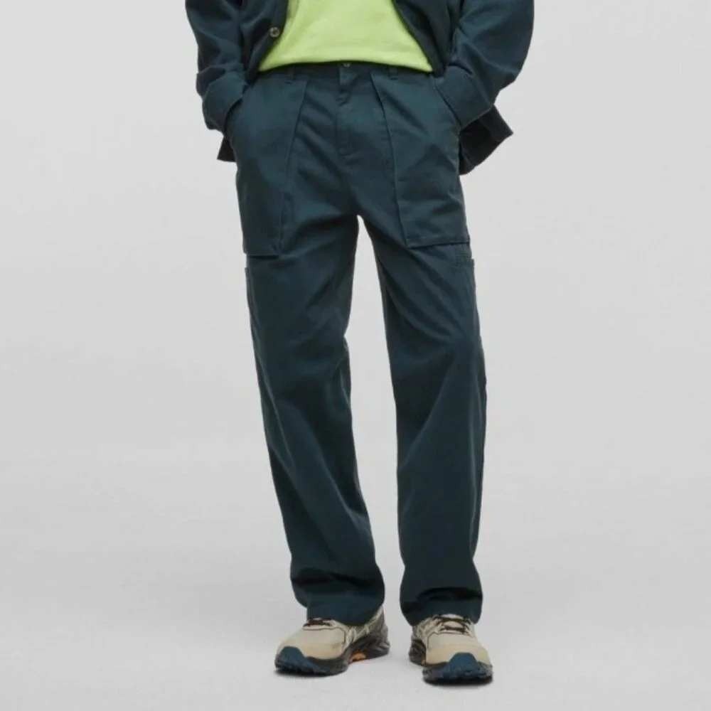 Mode of One Mens Deep Malachite Green Cotton Twill Cargo Pants 40